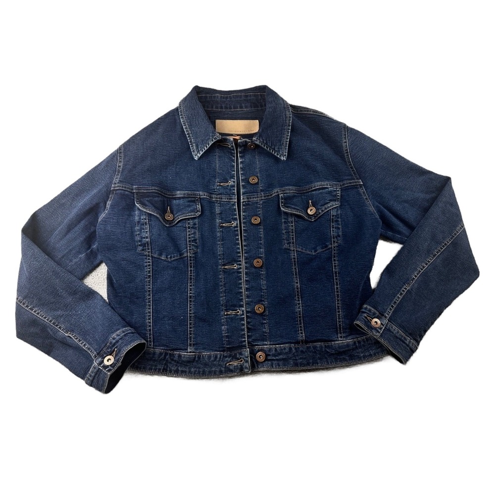 Y2K Christopher Blue Jean Jacket Men L Blue Regular Fit Denim Button Front Urban